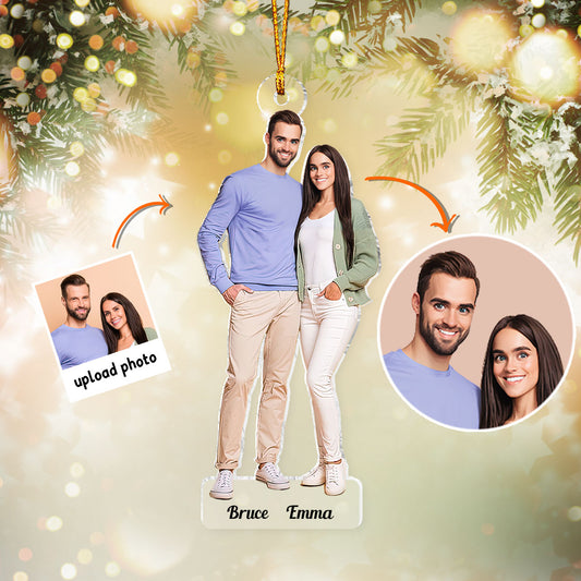 Custom Cartoonize Chibi Photo - Personalized Couple Transparent Ornament