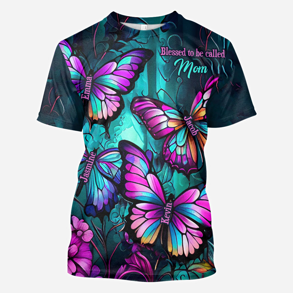 Grandma's Butterflies - Personalized Grandma All Over Shirt