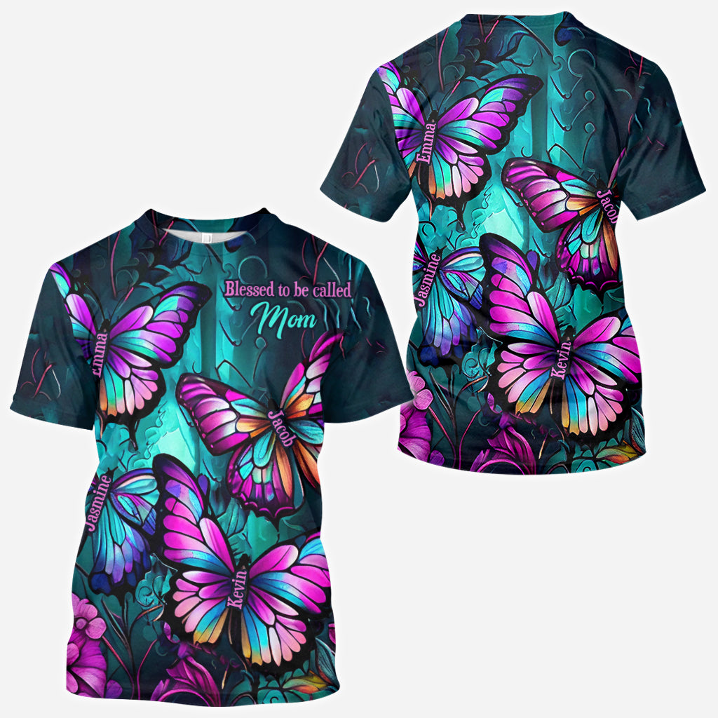 Grandma's Butterflies - Personalized Grandma All Over Shirt