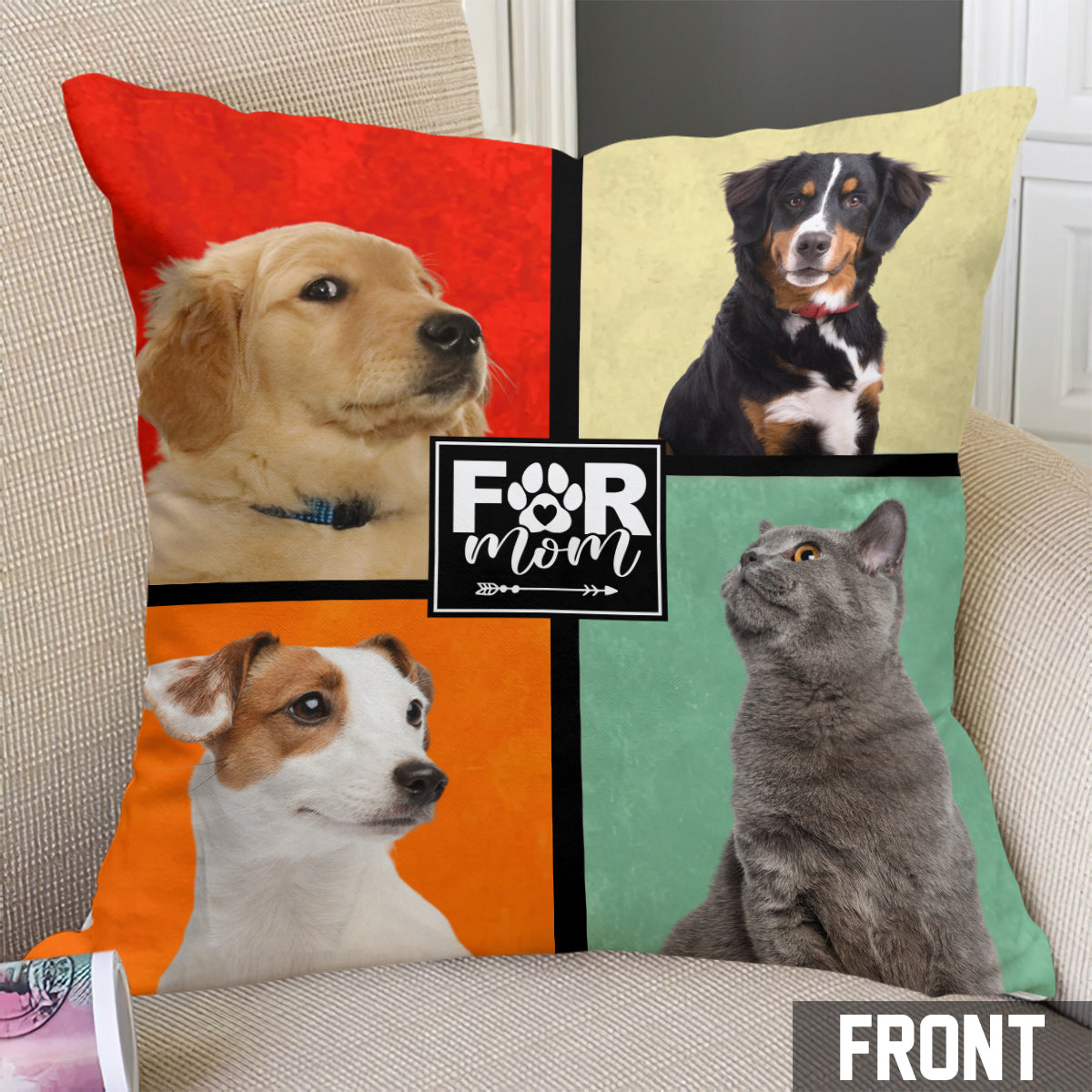 Dog Mom/ Cat Mom/ Fur Dad.... - Gift for dog lovers, cat lover - Personalized Throw Pillow
