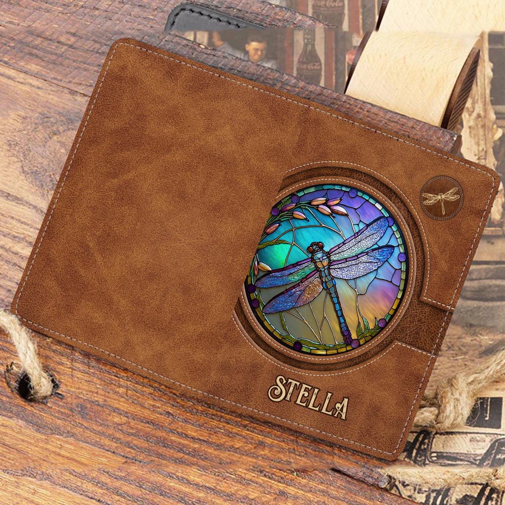Stained Glass Dragonfly - Personalized Dragonfly Passport Holder