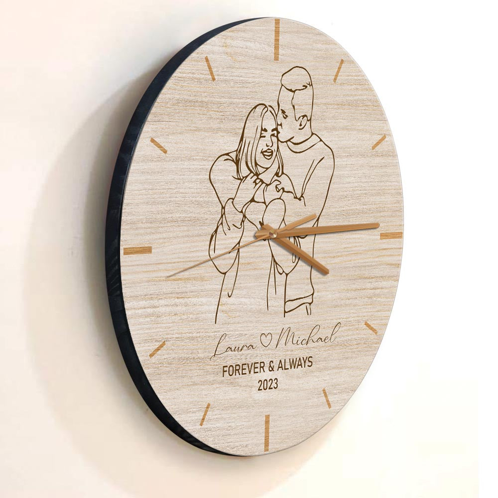 Forever And Always - Personalized Couple Wall Clock