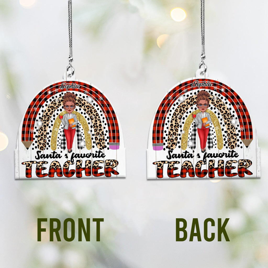 Santa's Favorite Teacher - Personalized Teacher Car Ornament