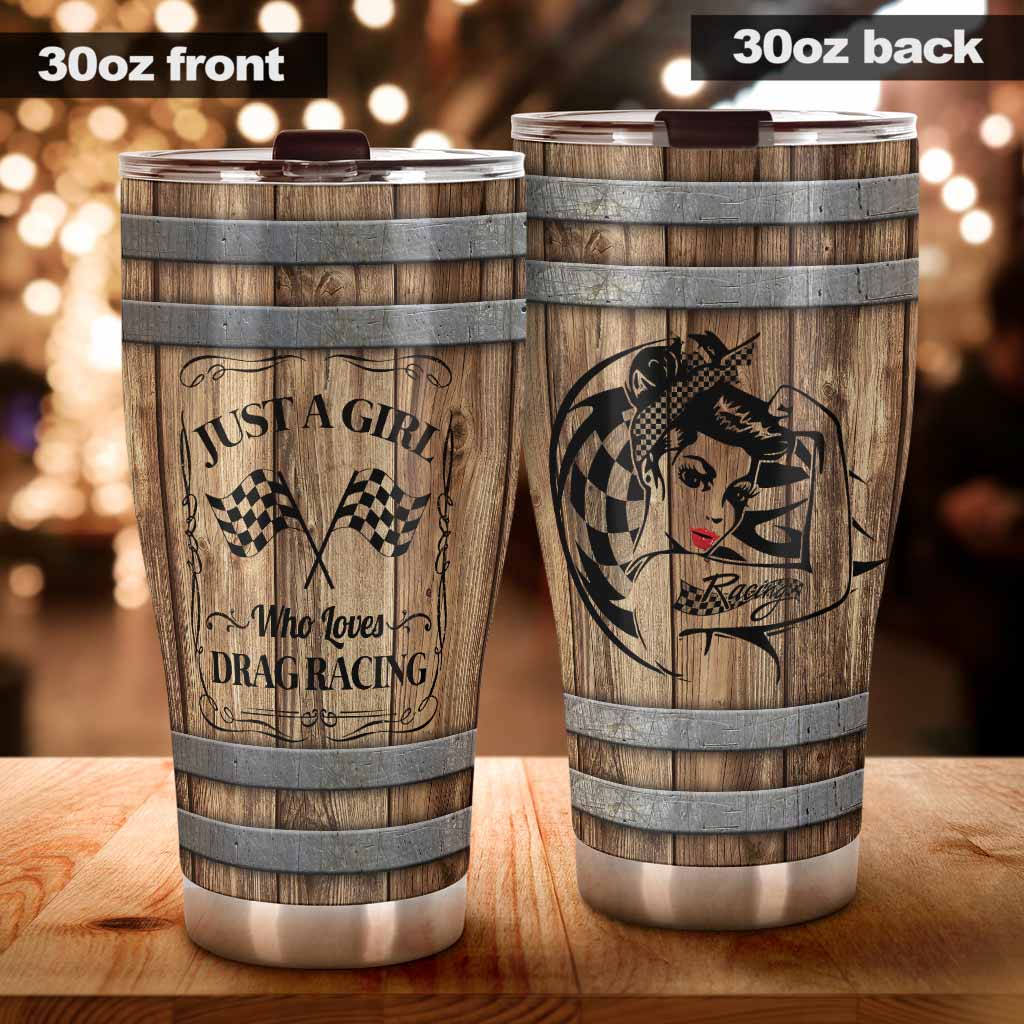Love Racing Faux Wood Print Tumbler