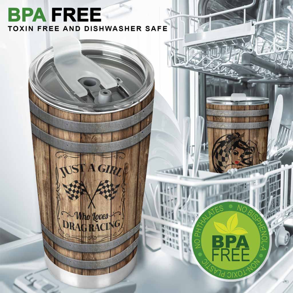 Love Racing Faux Wood Print Tumbler