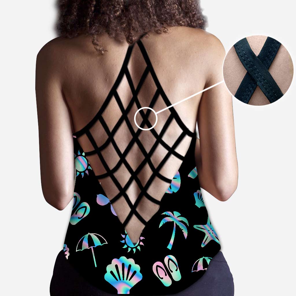 Just A Girl Who Loves Beaches - Personalized Sea Lover Cross Tank Top