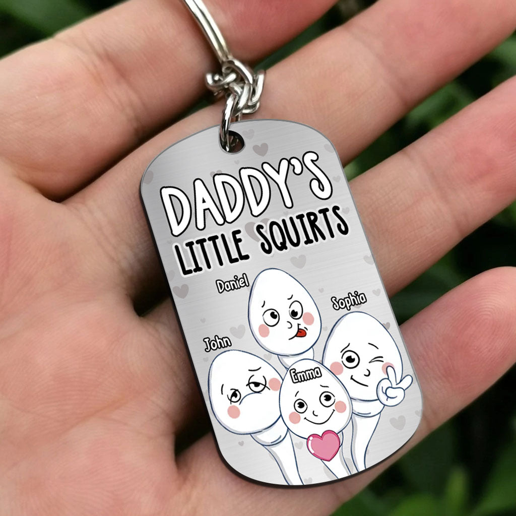 Dad's Little Squirts - Personalized Father Stainless Steel Keychain