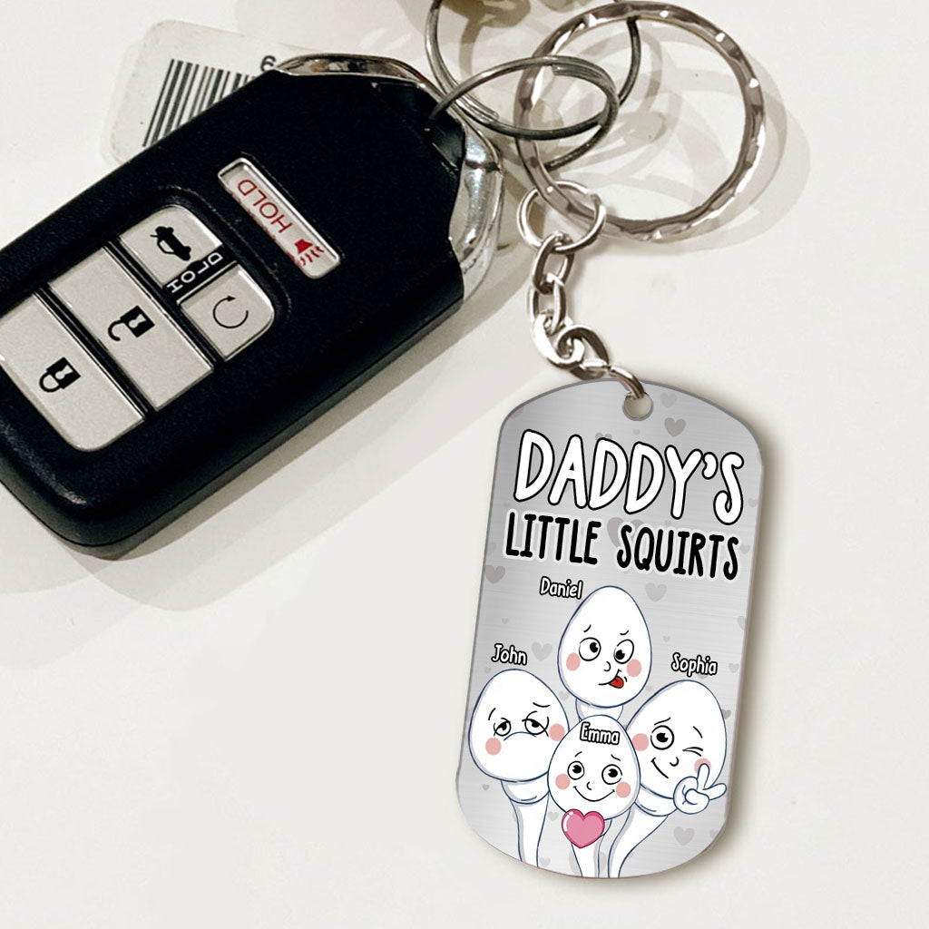 Dad's Little Squirts - Personalized Father Stainless Steel Keychain