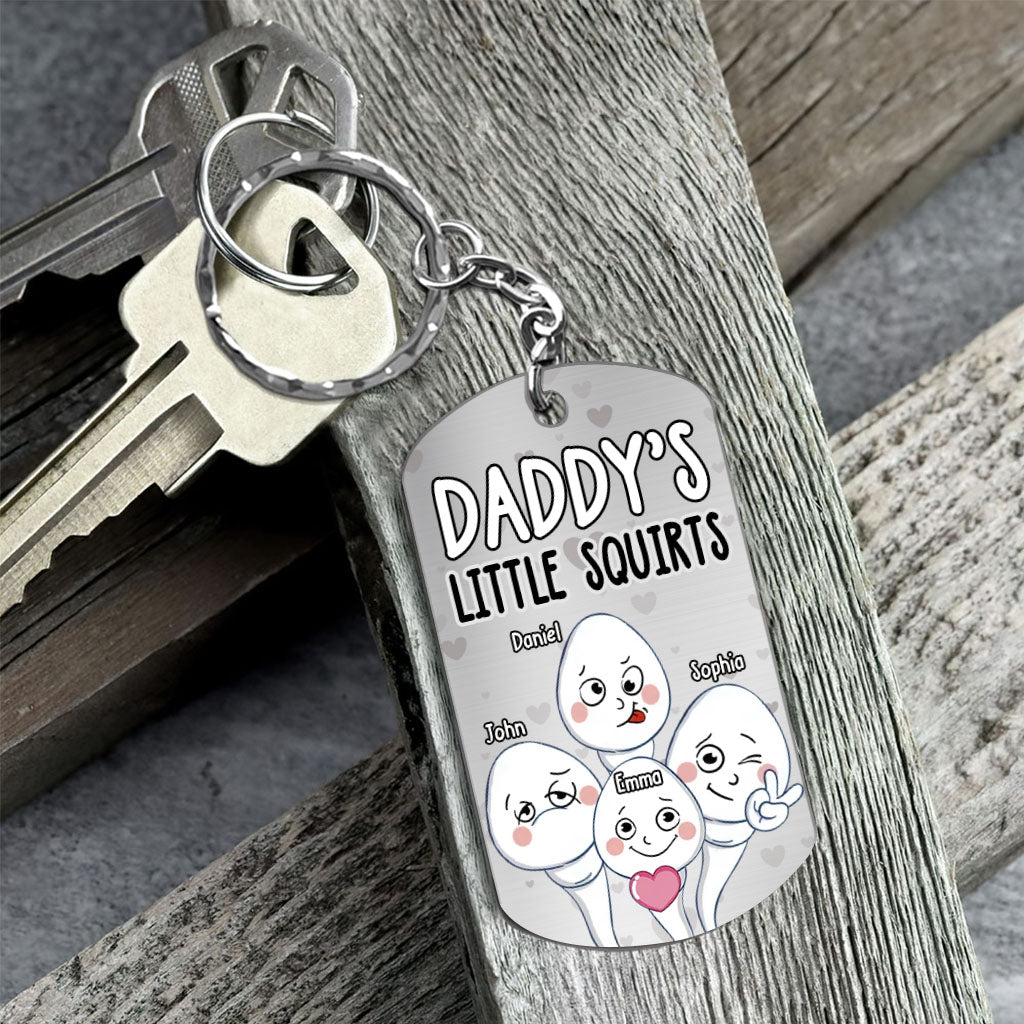Dad's Little Squirts - Personalized Father Stainless Steel Keychain