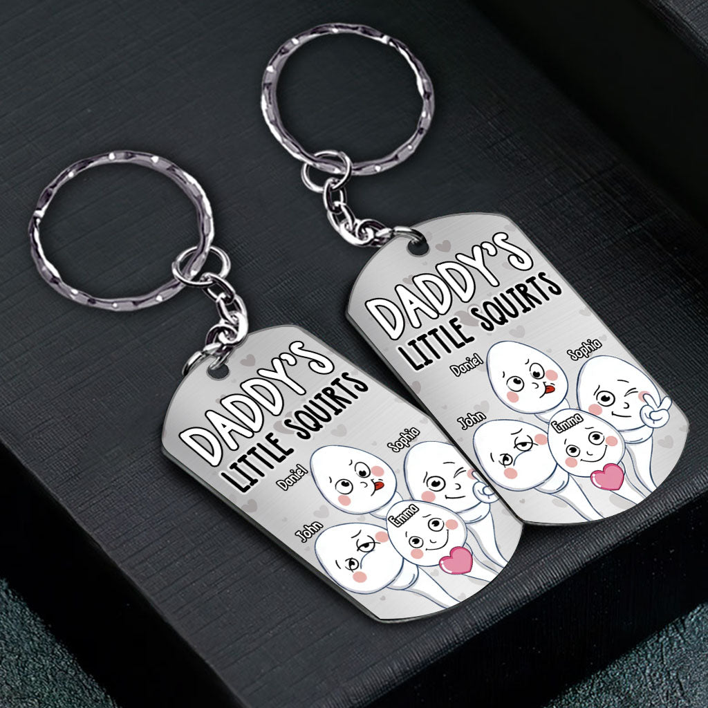 Dad's Little Squirts - Personalized Father Stainless Steel Keychain