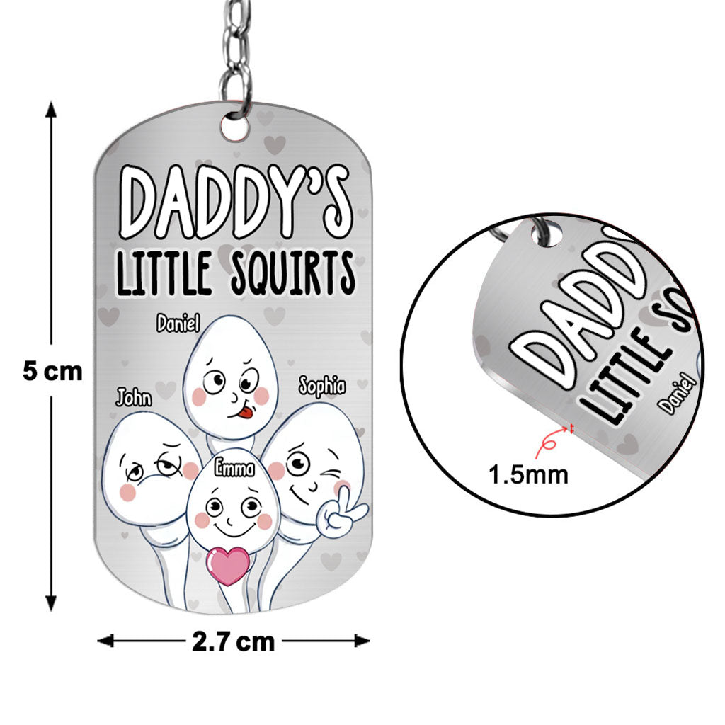 Dad's Little Squirts - Personalized Father Stainless Steel Keychain