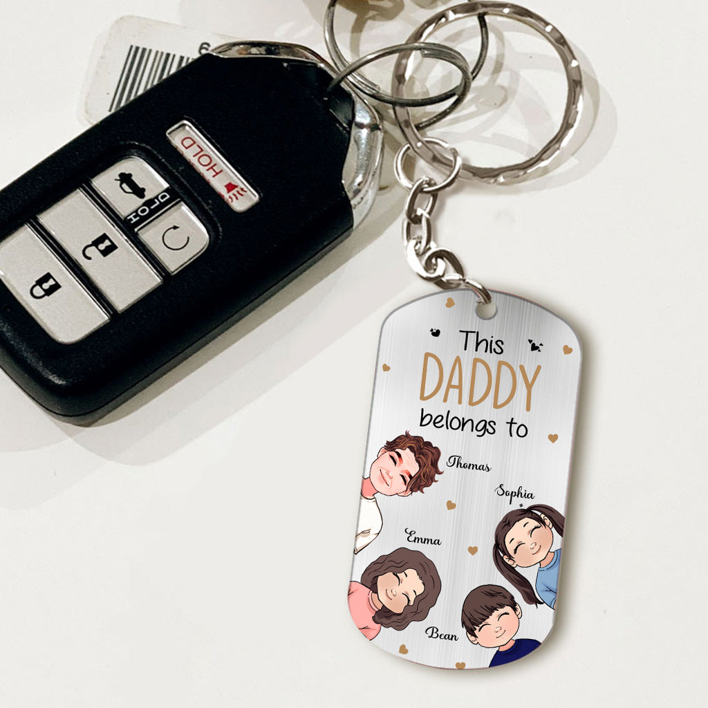 This Daddy Belongs To - Personalized Father's Day Father Stainless Steel Keychain