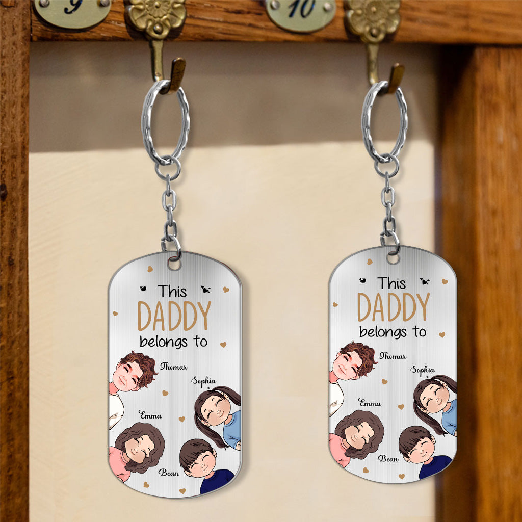 This Daddy Belongs To - Personalized Father's Day Father Stainless Steel Keychain