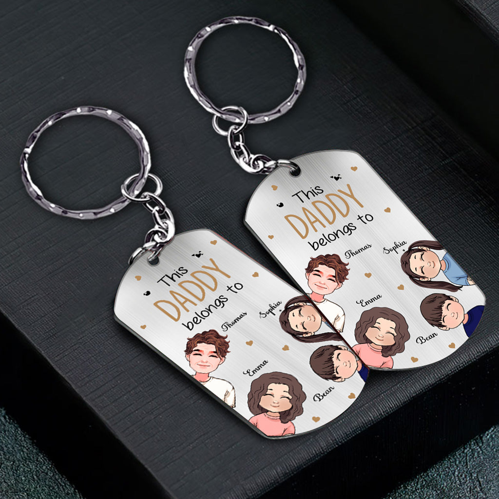 This Daddy Belongs To - Personalized Father's Day Father Stainless Steel Keychain