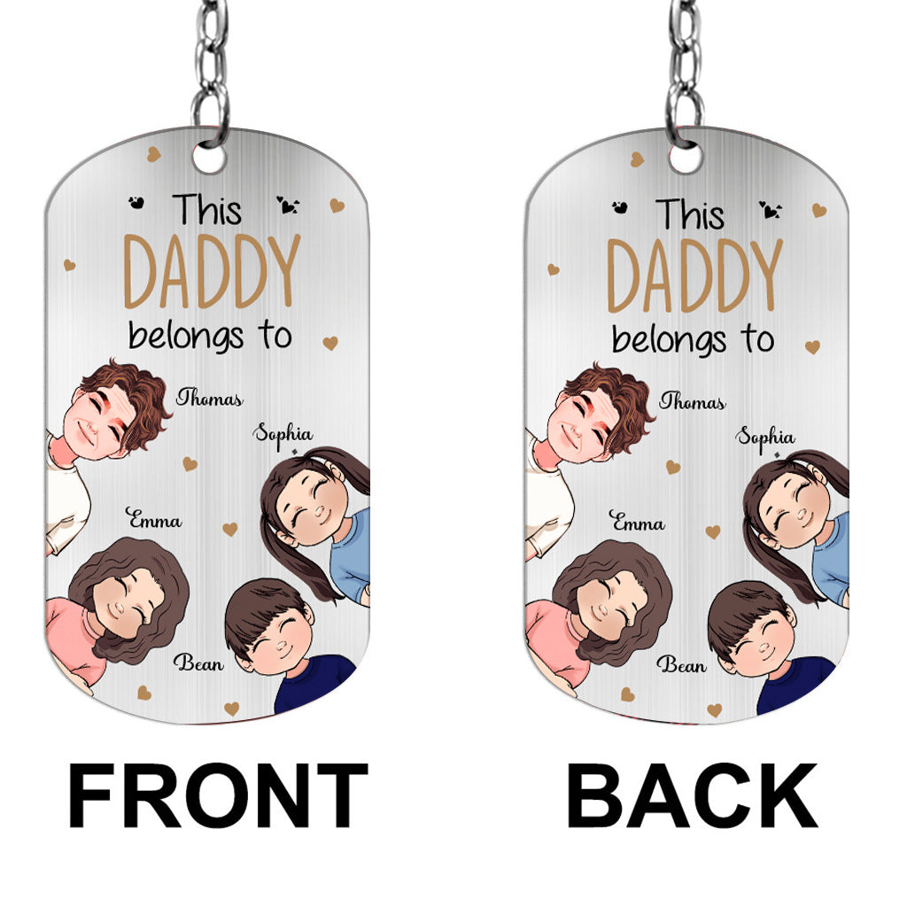 This Daddy Belongs To - Personalized Father's Day Father Stainless Steel Keychain