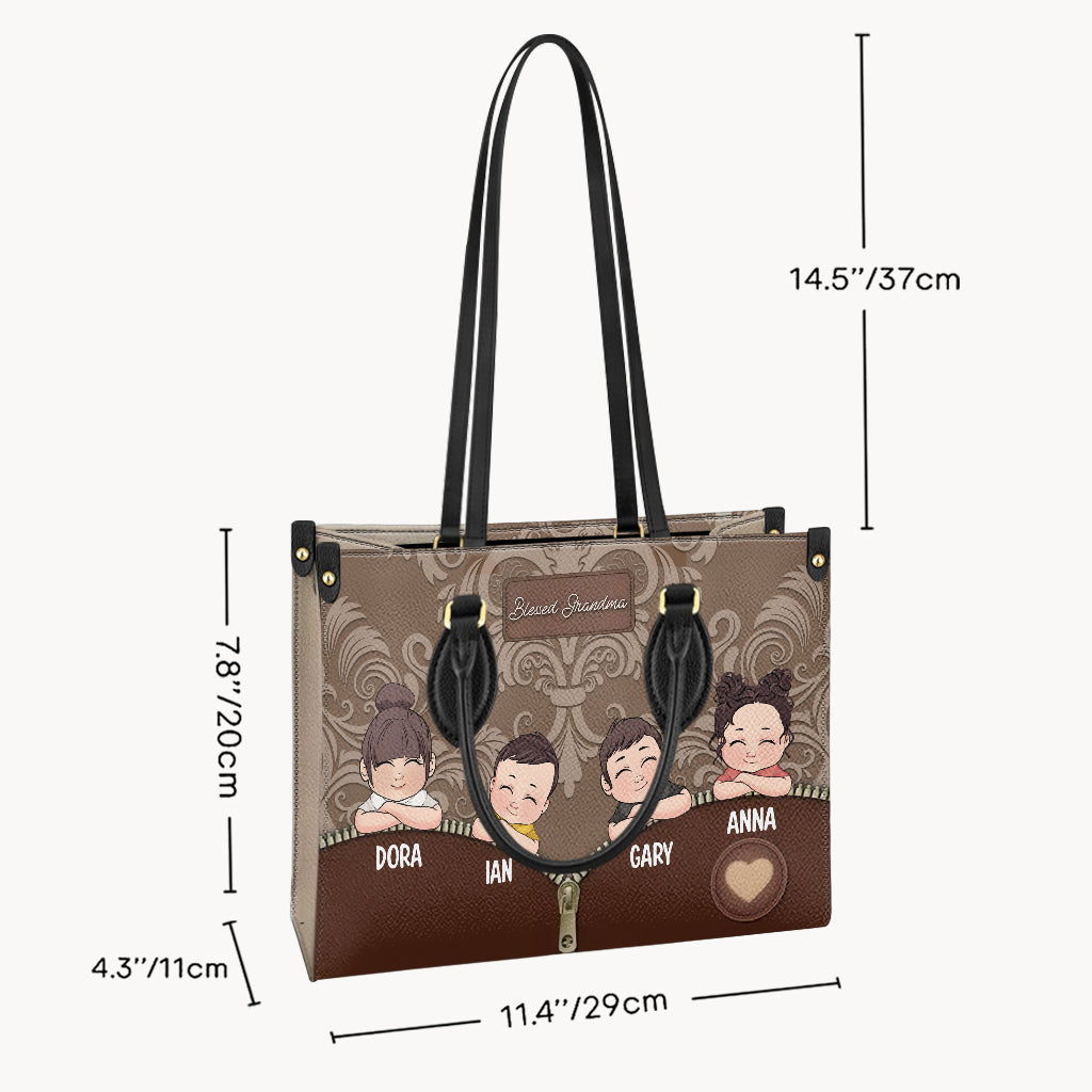 Blessed Grandma - Personalized Grandma Leather Handbag