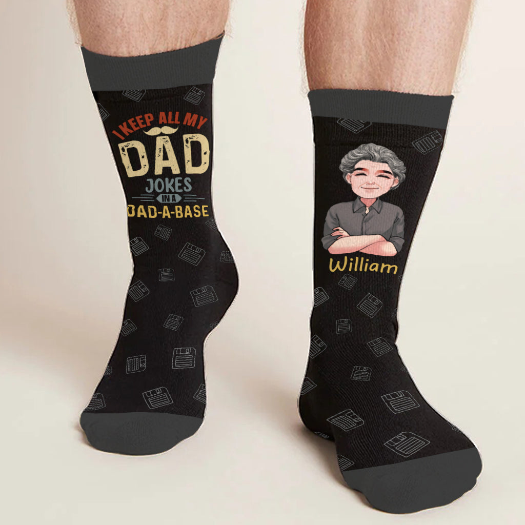 I Keep All My Dad Jokes - Personalized Father's Day Father Socks