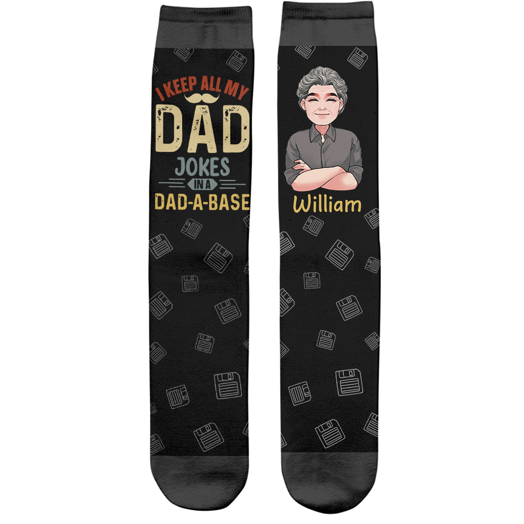 I Keep All My Dad Jokes - Personalized Father's Day Father Socks