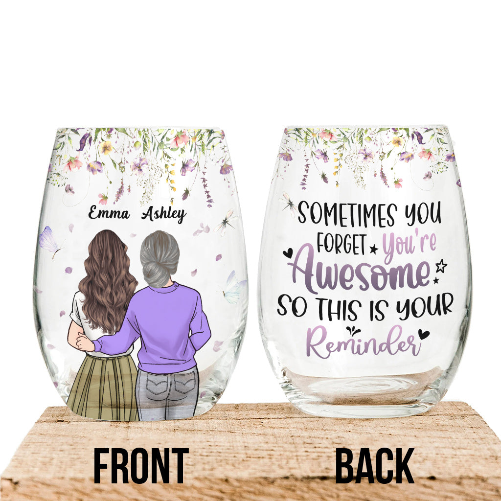 You Awesome - Personalized Mother's Day Mother All Over Wine Glass