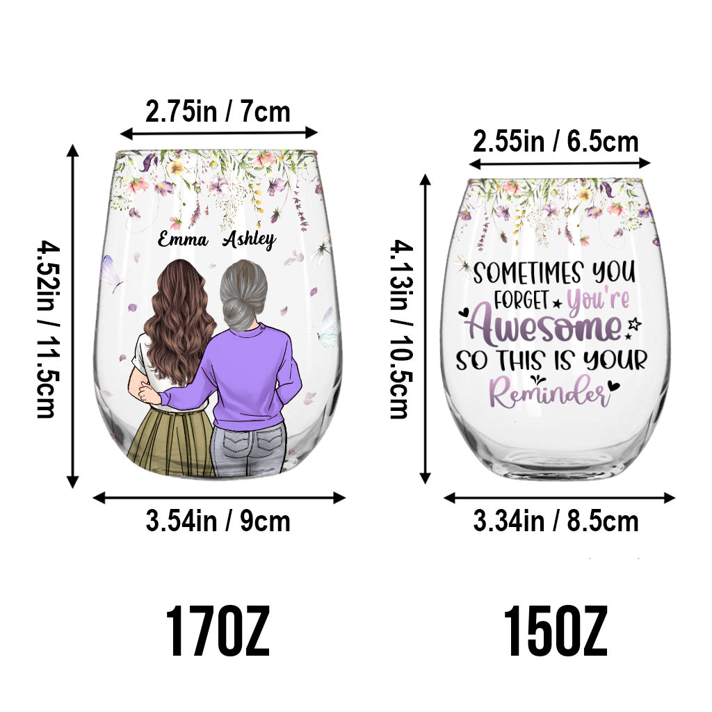 You Awesome - Personalized Mother's Day Mother All Over Wine Glass