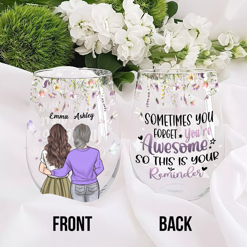 You Awesome - Personalized Mother's Day Mother All Over Wine Glass
