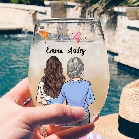 First My Mother - Personalized Mother's Day Mother All Over Wine Glass