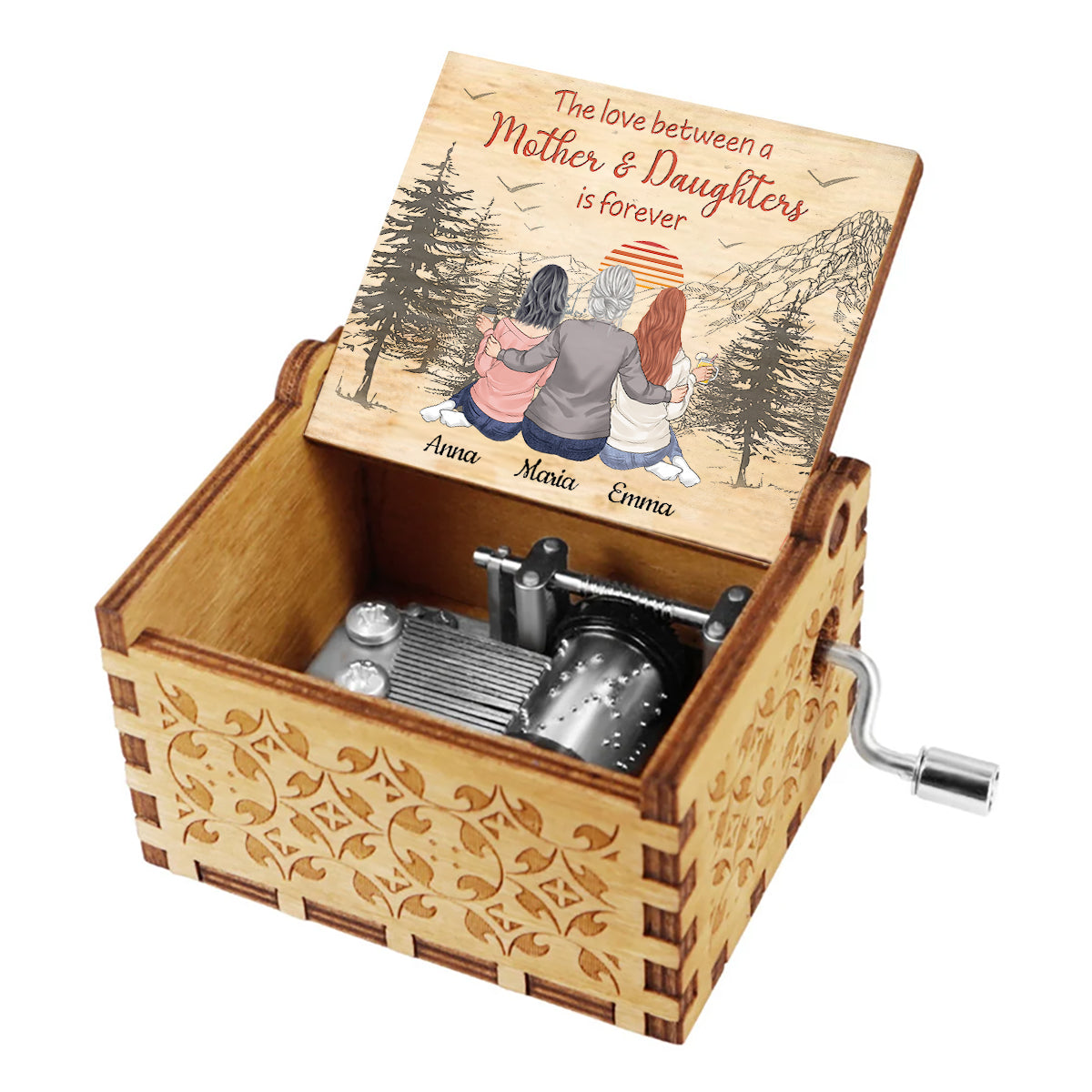 Love Forever - Gift for mom, daughter, son - Personalized Hand Crank Music Box
