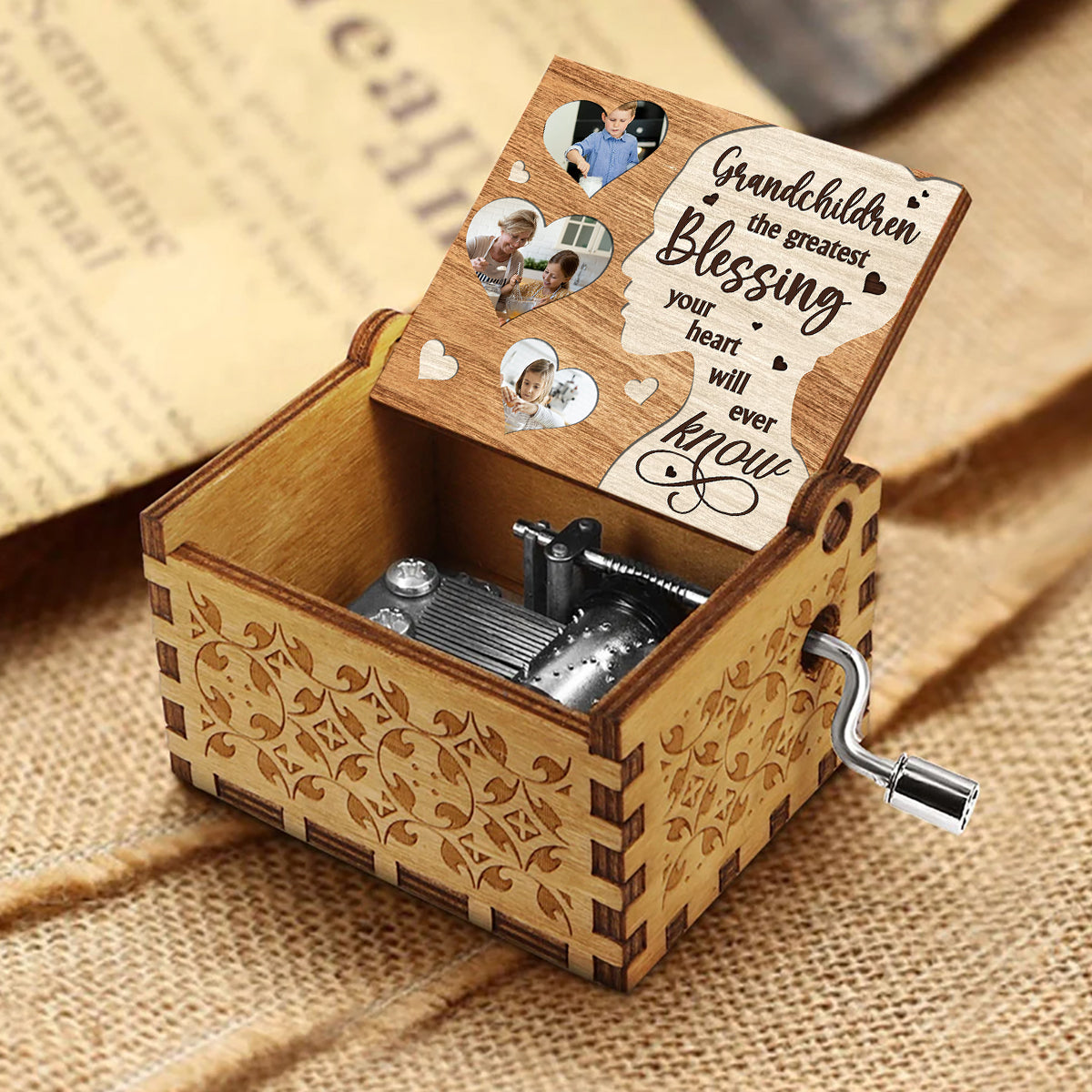 Greatest Blessing - Gift for grandma, mom - Personalized Hand Crank Music Box