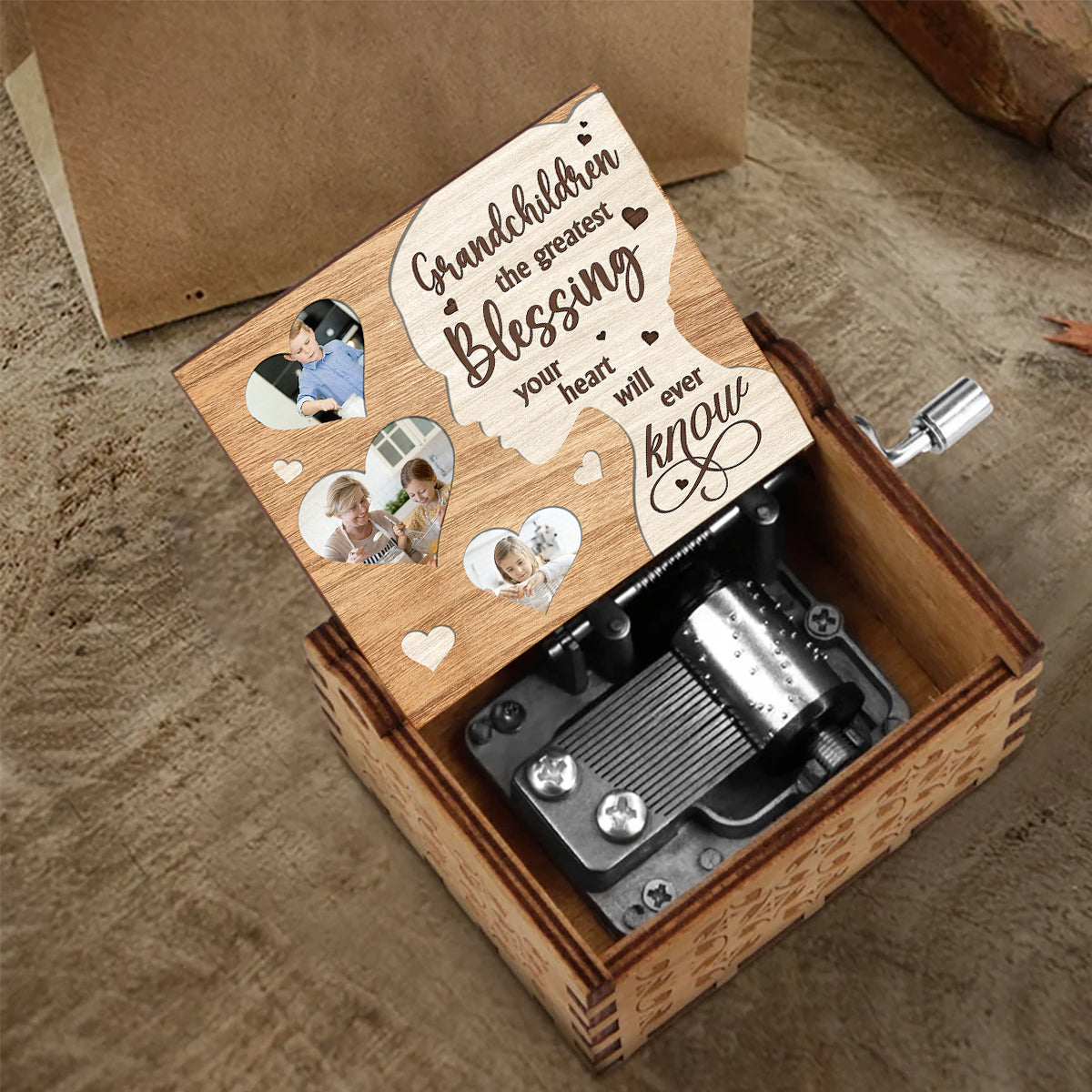 Greatest Blessing - Gift for grandma, mom - Personalized Hand Crank Music Box