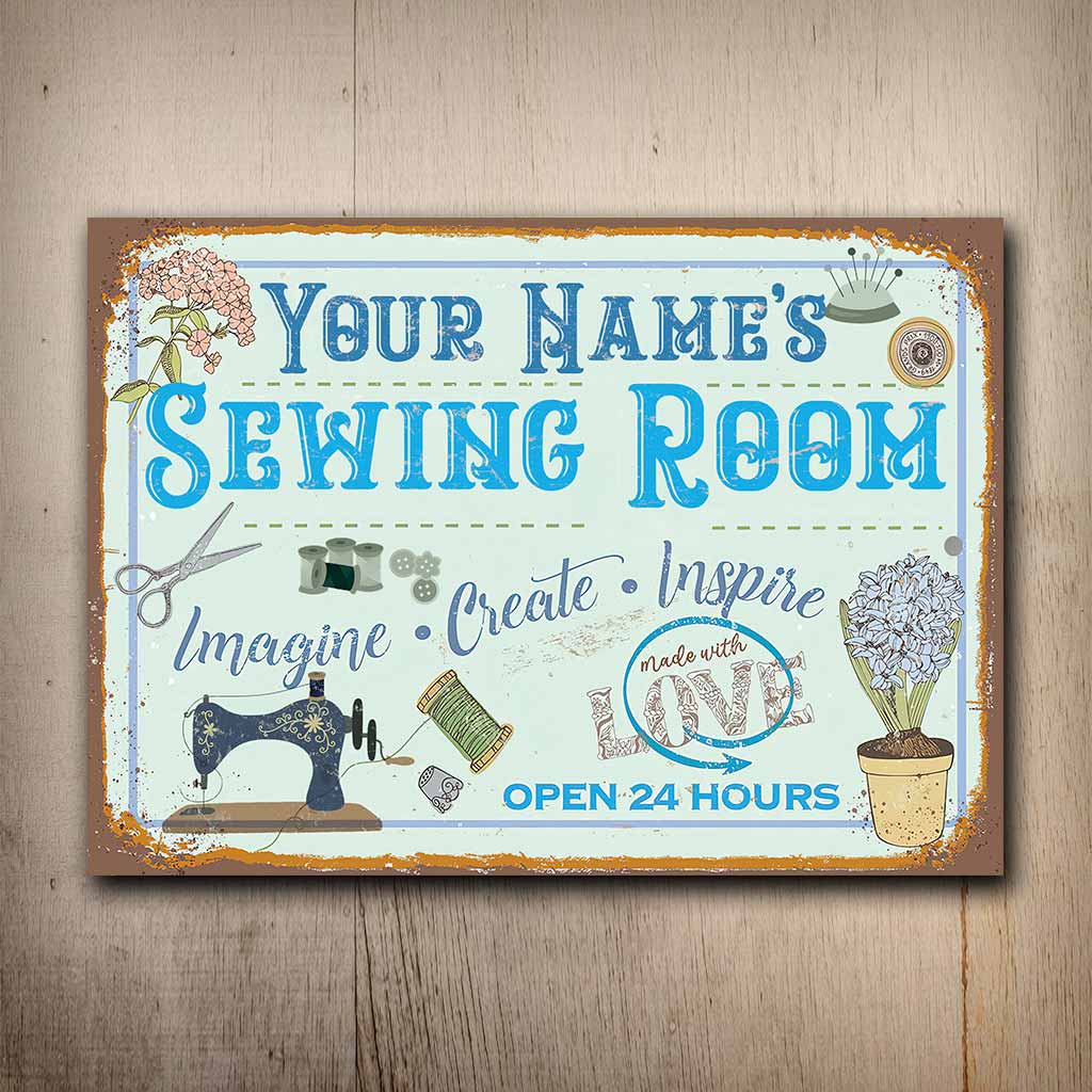 Sewing Room Personalized Rectangle Metal Sign