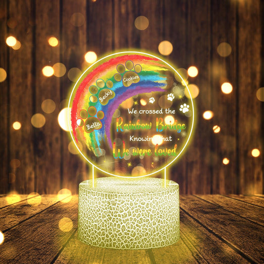 I Crossed The Rainbow Bridge - Personalized Cat Shaped Plaque Light Base