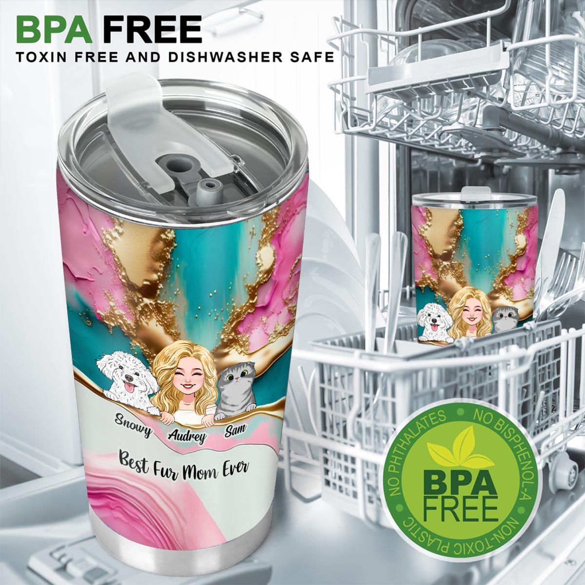 Best Fur MomDad Ever - Personalized Dog Tumbler