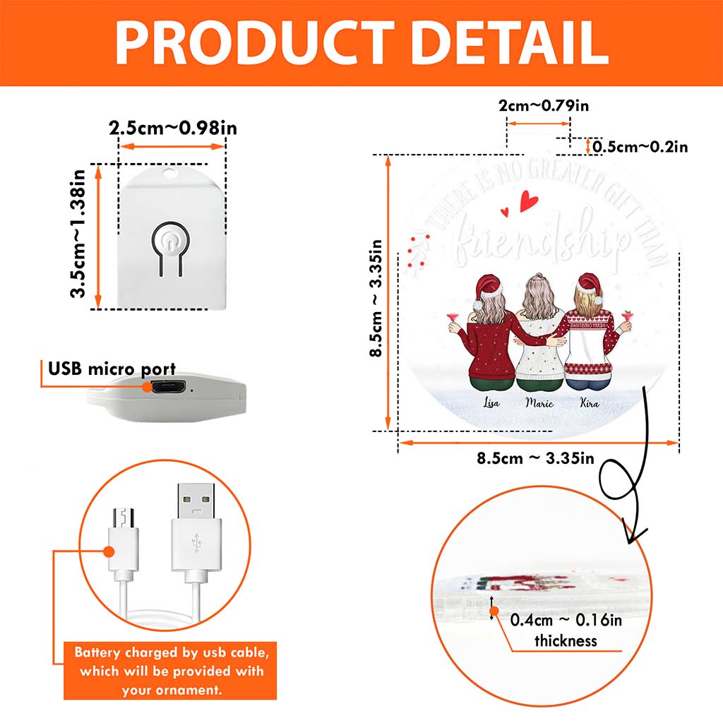 Besties Forever - Personalized Bestie Round Led Acrylic Ornament