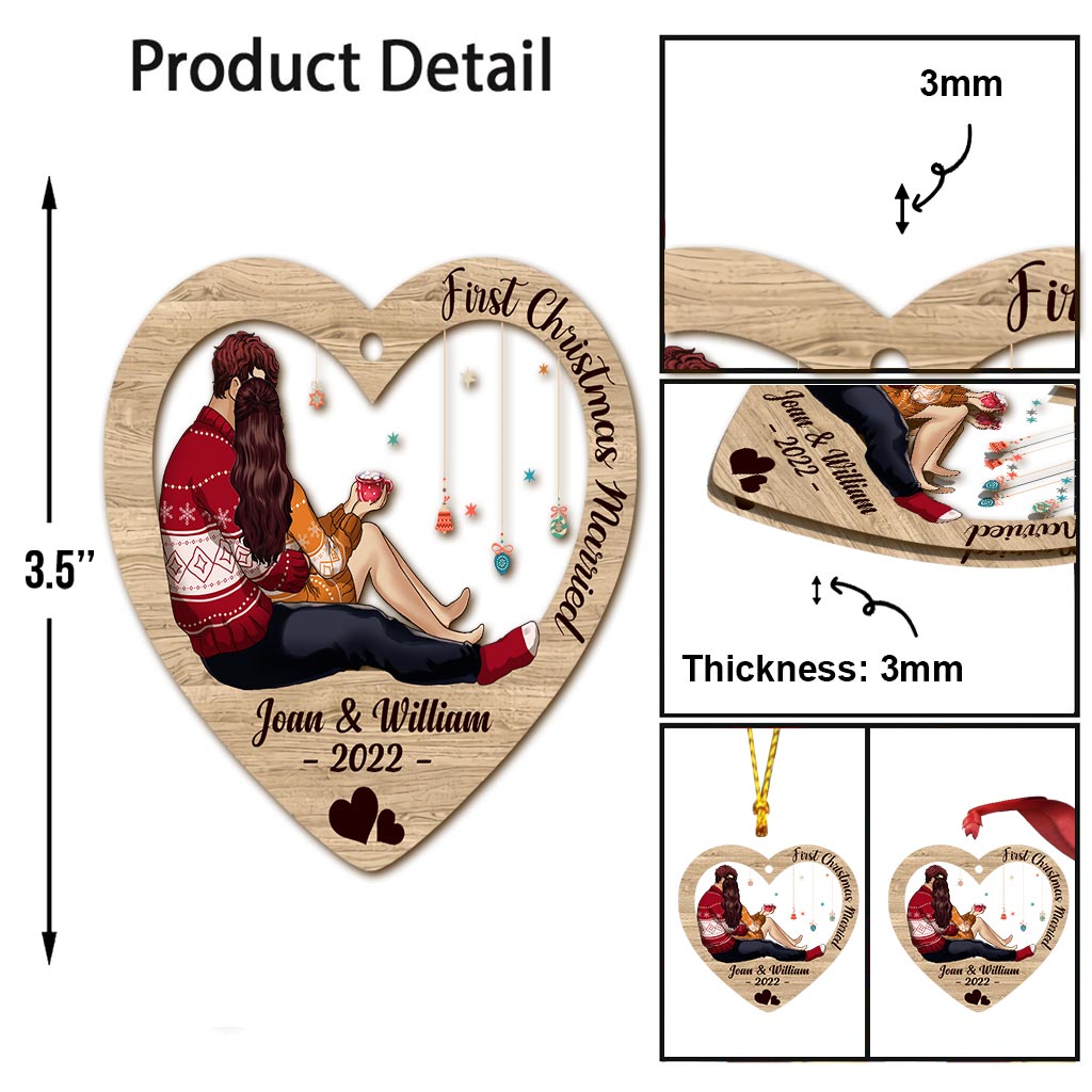 Home is Where You Hang - Personalized Christmas Couple Layers Mix Ornament