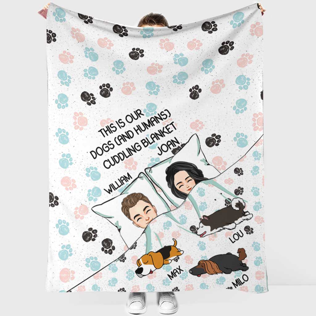This Is Our Dogs And Humans Cuddling Blanket - Personalized Couple Dog Blanket