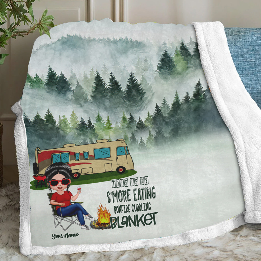 This Is My S'more Eating Bonfire Cuddling Blanket - Personalized Camping Blanket