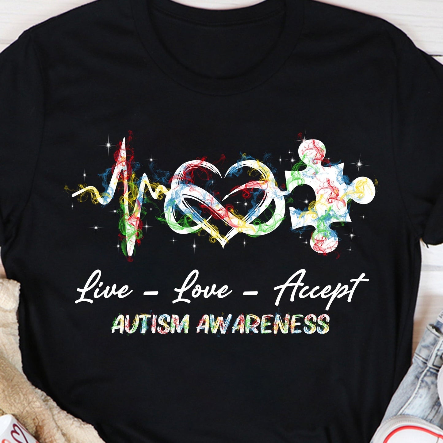Live Love Accept Autism Awareness T-shirt and Hoodie 0523