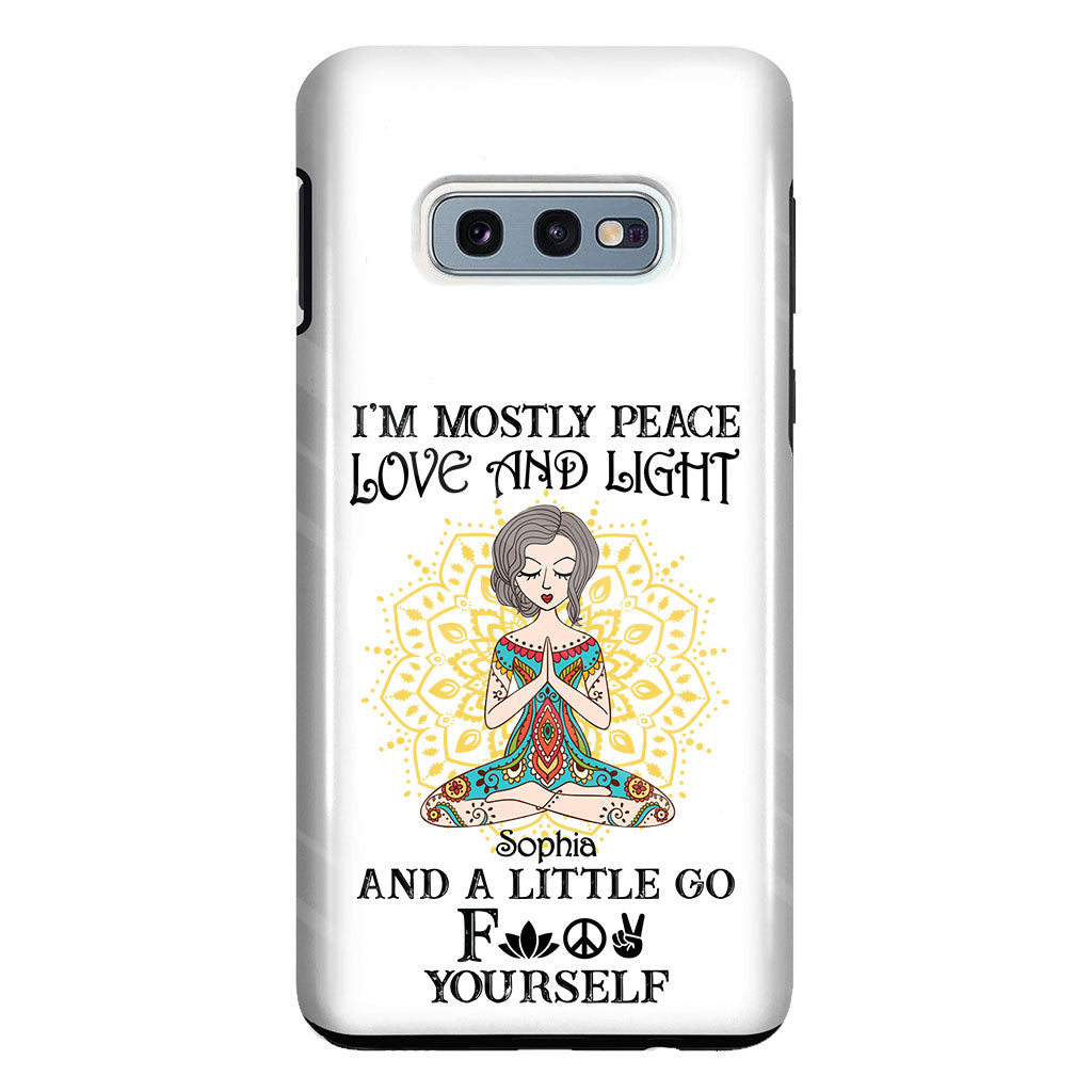 I’m Mostly Peace Love And Light - Personalized Yoga Clear Phone Case