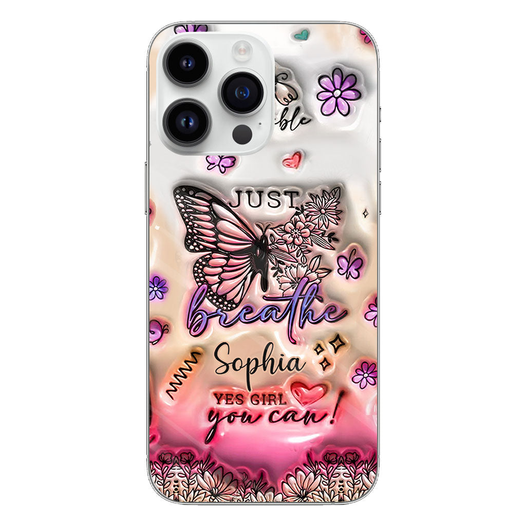 Positive Affirmations Butterfly - Personalized Butterfly Clear Phone Case