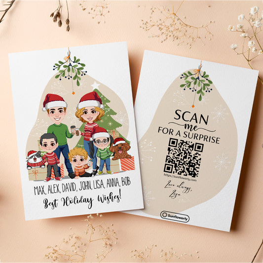 Best Holiday Wishes Christmas Portrait - Personalized QR Greeting Card