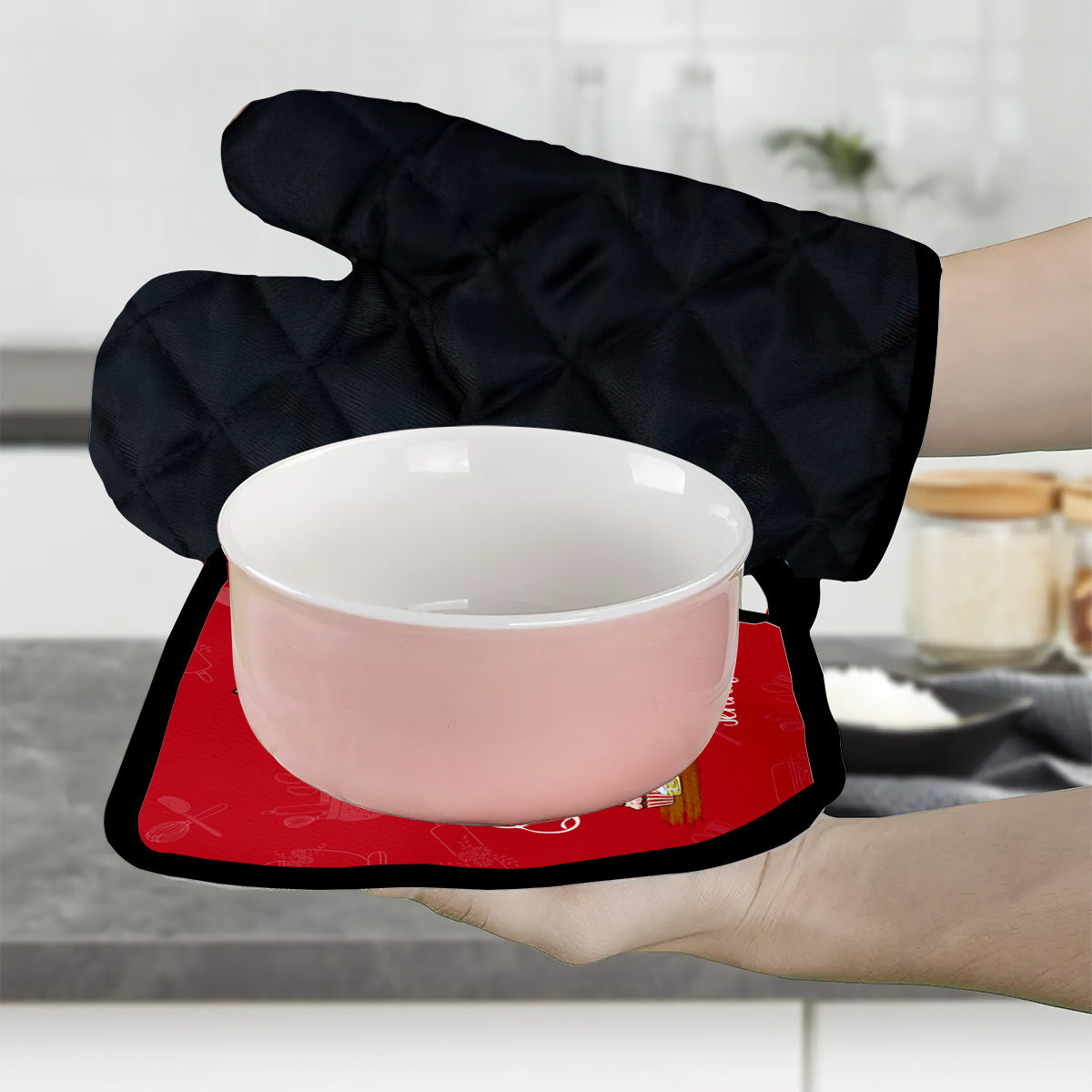 Christmas Baking Queen - Personalized Baking Oven Mitts & Pot Holder Set