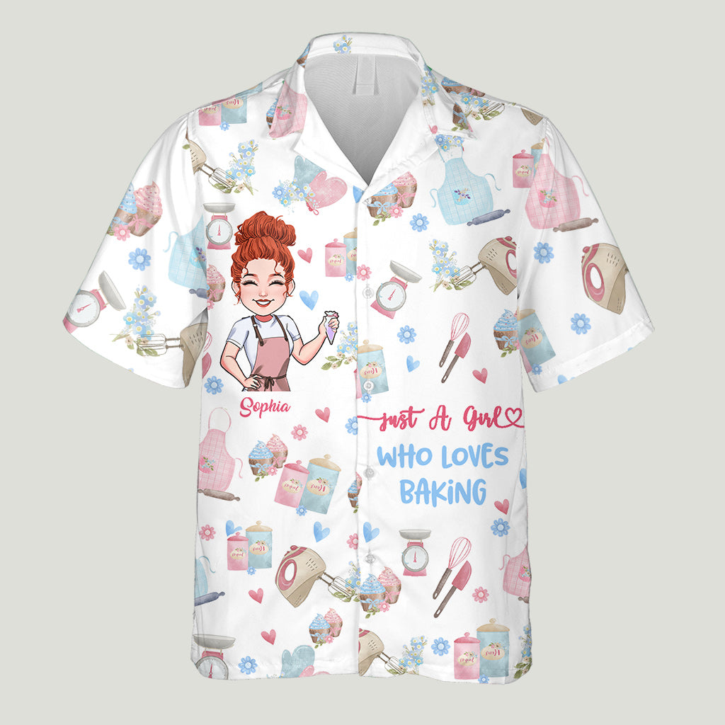 Just A Girl Who Loves Baking - Personalized Baking Hawaiian Shirt