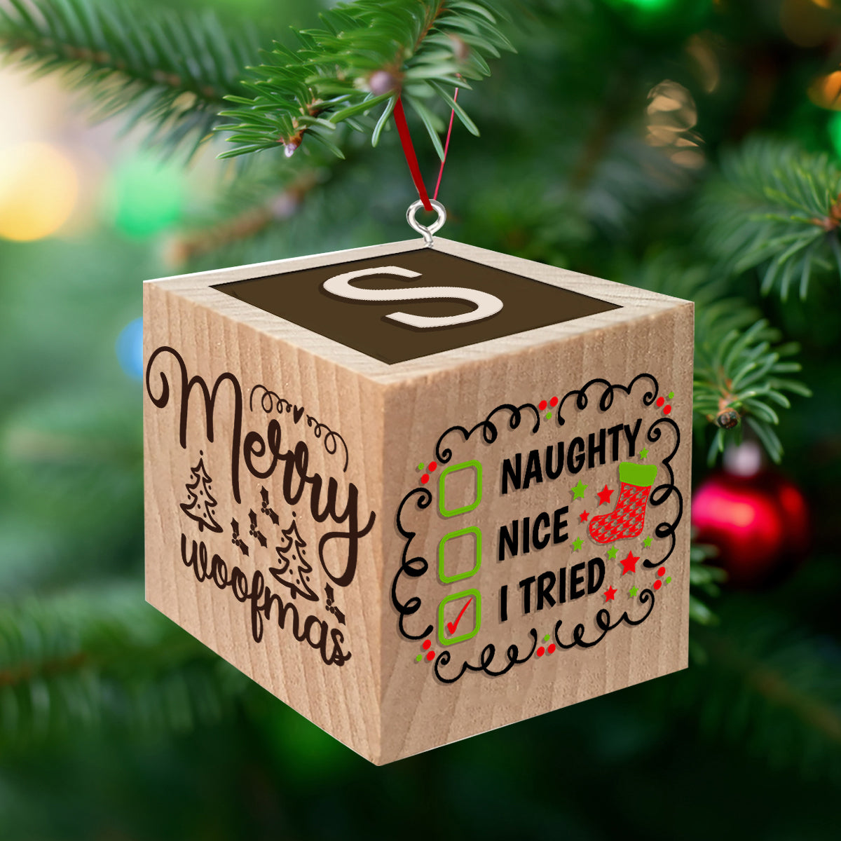 Merry Woofmas Meowy Christmas Block Ornament - Gift for dog lovers, cat lover - Personalized Block Ornament