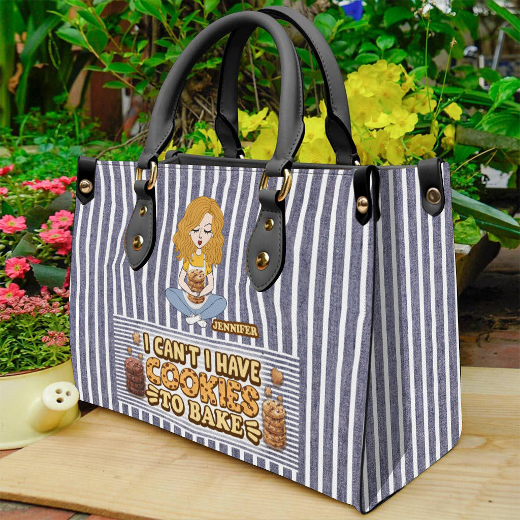 I Can't I Have Cookies To Bake - Personalized Baking Leather Handbag