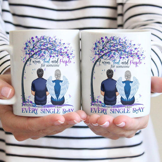 I Wear Teal And Purple - Personalized Suicide Prevention Mug