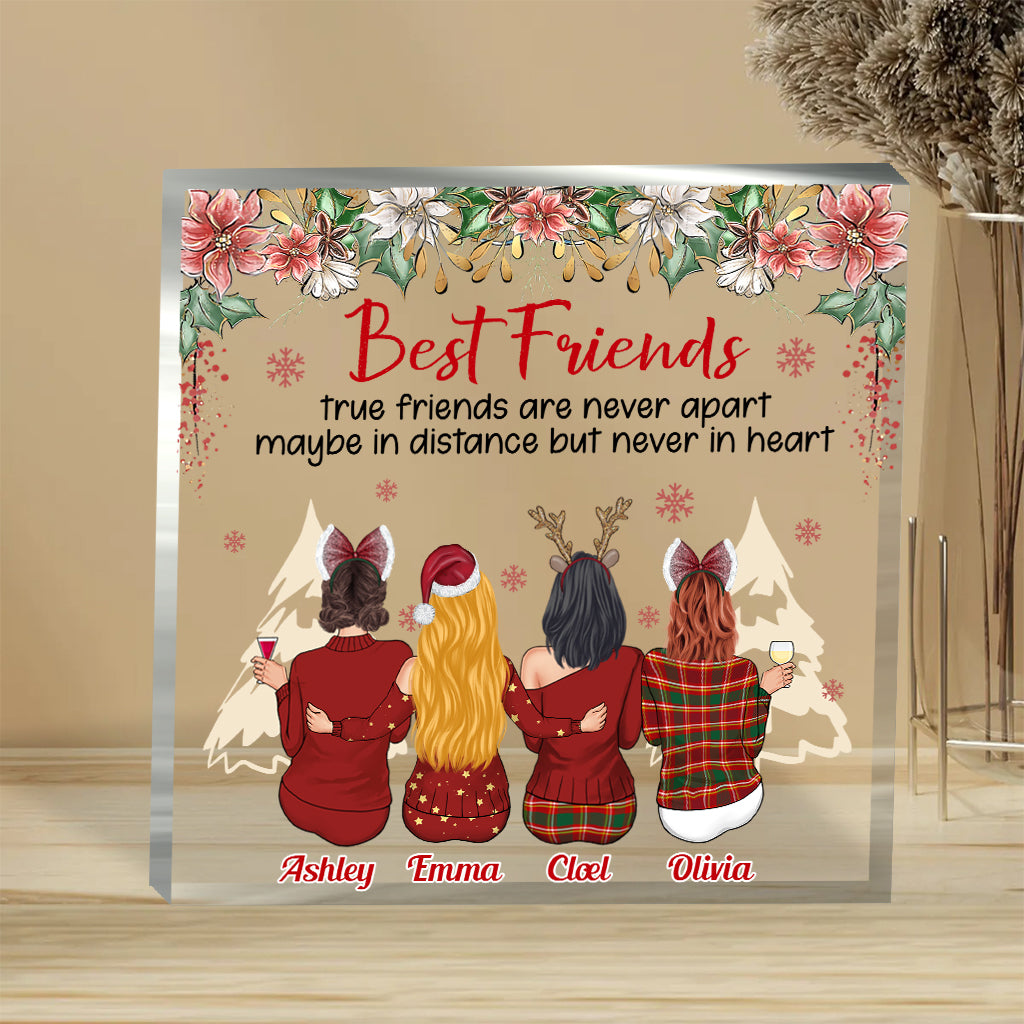 True Friends Are Never Apart - Personalized Bestie Custom Shaped Acrylic Plaque