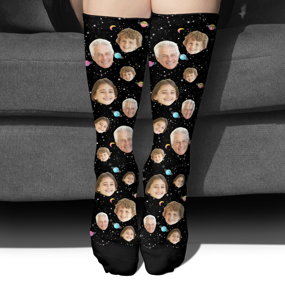 Custom Face Galaxy - Personalized Grandpa Socks