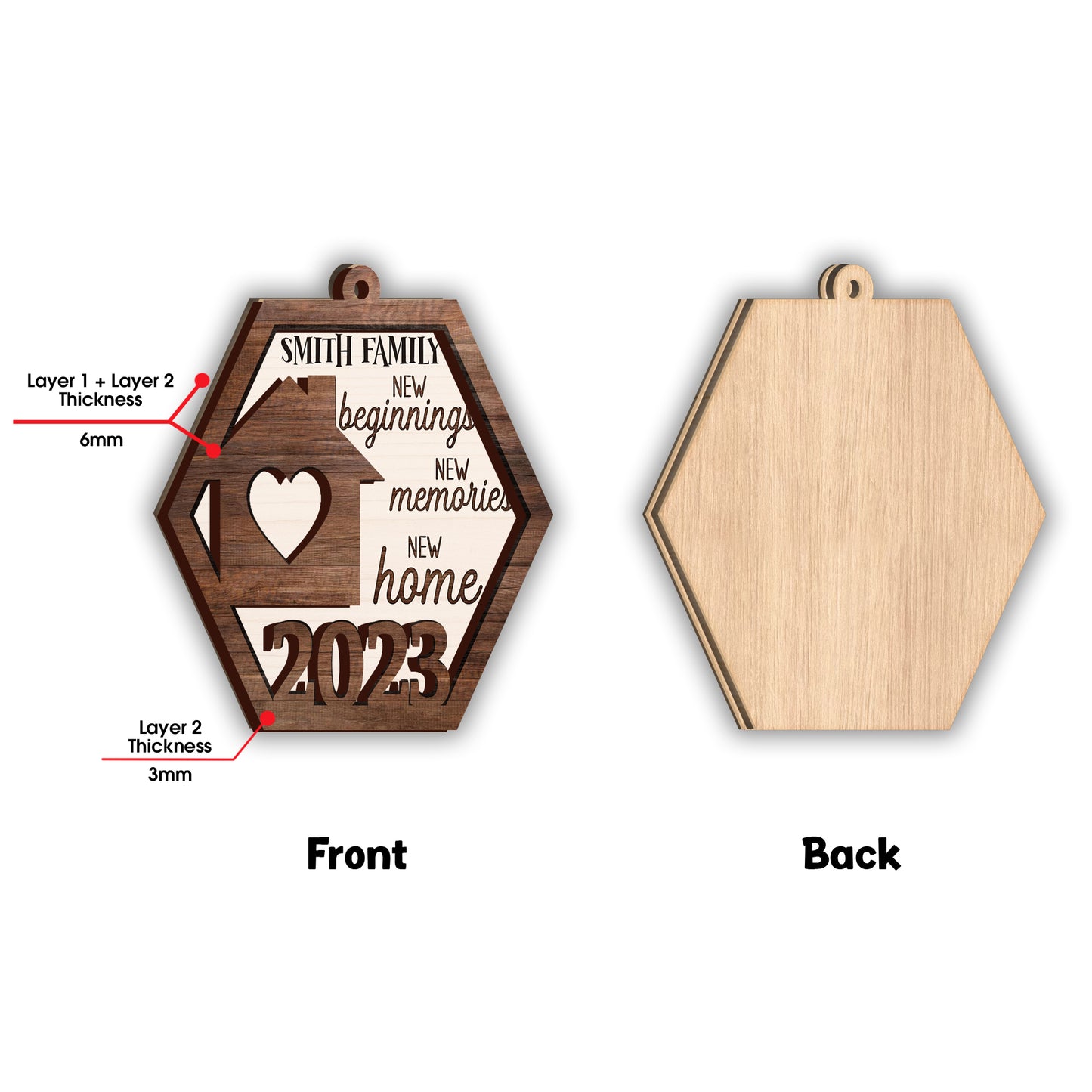 New Beginnings New Memories New Home - Personalized Housewarming 2 Layered Piece Ornament