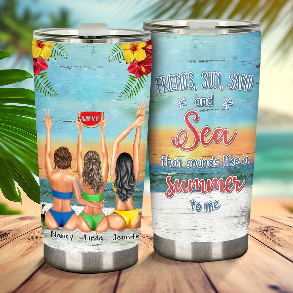 I Love You To The Beach And Back - Bestie gift for sister - Personalized Tumbler