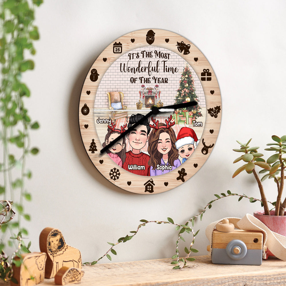 The Most Wonderful Time Of The Year - Personalized Family Wall Clock